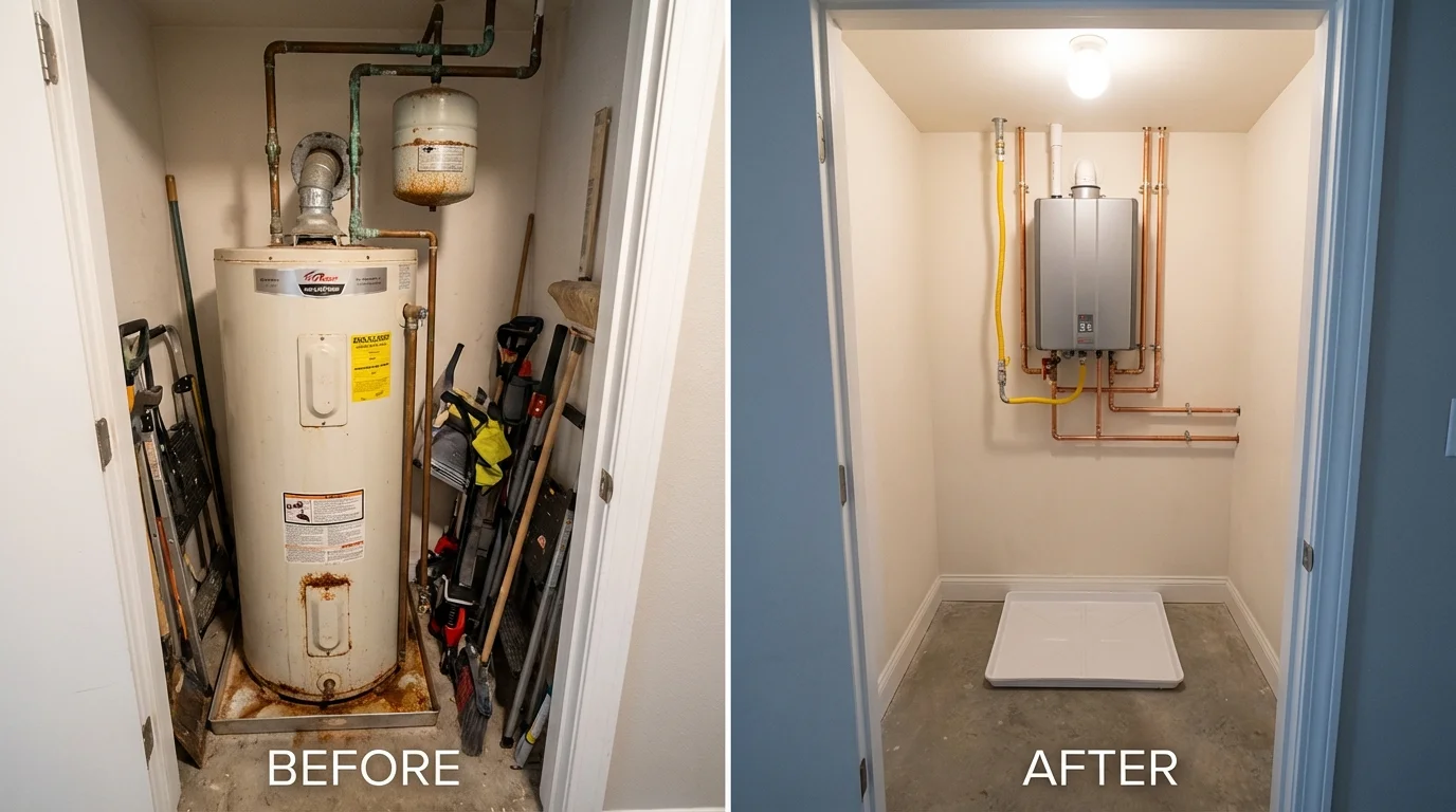 Tank water heater versus wall-mounted tankless unit comparison for Hartford, KY homeowners